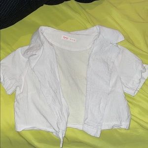 white cropped button up